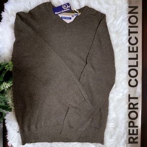 NWT Men’s Cedar Brown V-Neck Sweater by REPORT COLLECTION Size Large